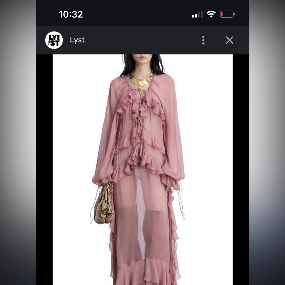 Iso Elegant Sheer Ruffled Maxi Dress in Pink